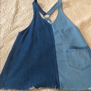 Two tone denim mini dress